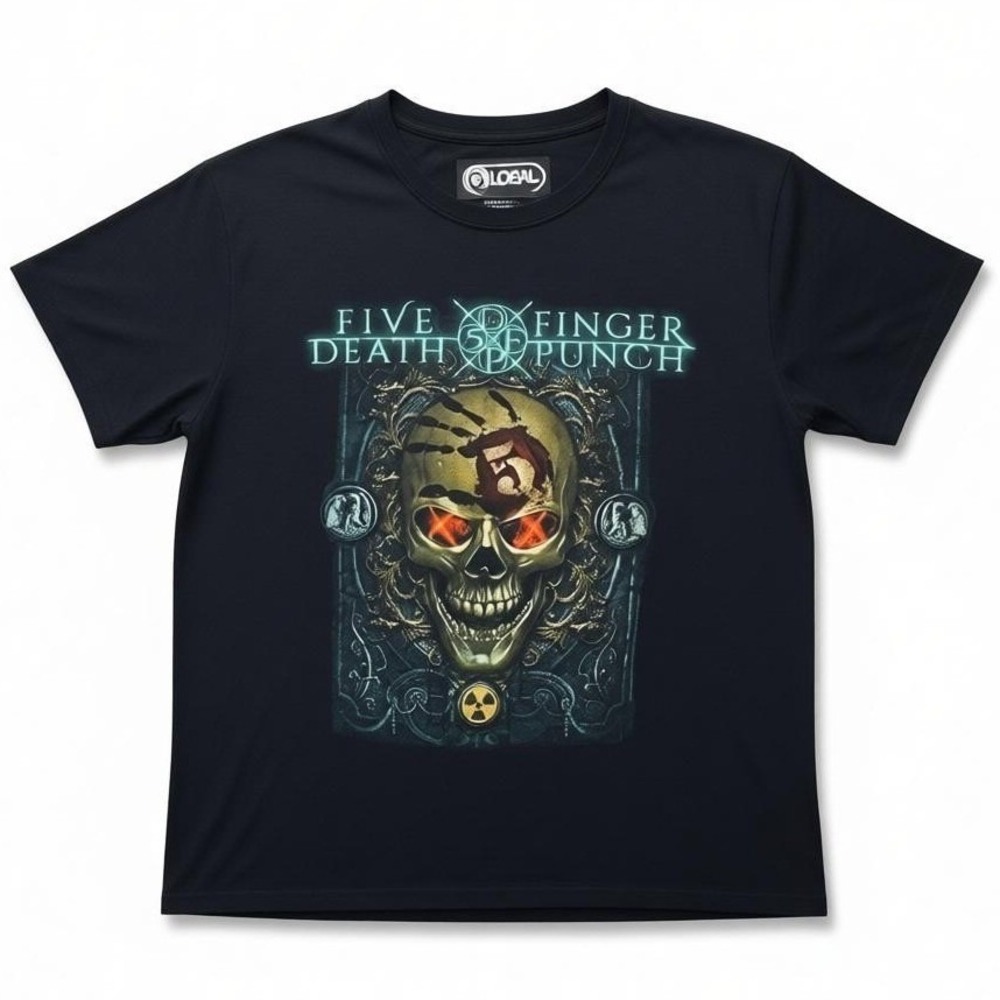 Five Finger Death Punch‎ Skull Graphic Shirt Black Large